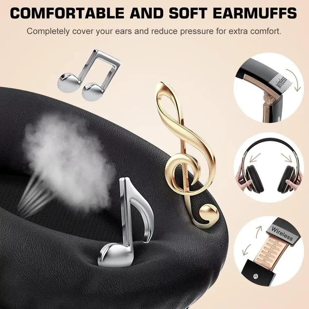 NIB- 6S Wireless Bluetooth Headphones Black & rose Gold